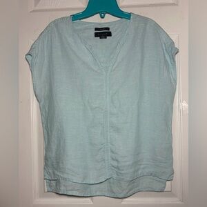 100% Linen‎ Tahari Light Green Women's Top Blouse Sz S